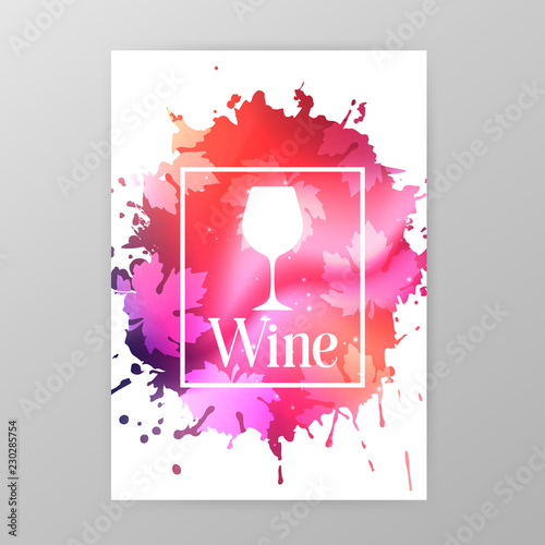 Wineglass promotion banner for wine tasting event, restaurant menu, winery vector illustration. Brochure, poster, invitation card design