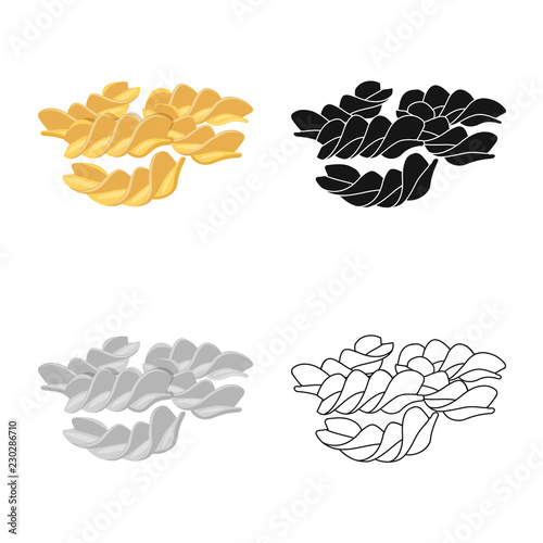 Vector design of pasta and carbohydrate logo. Set of pasta and macaroni vector icon for stock.