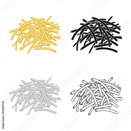 Isolated object of pasta and carbohydrate symbol. Collection of pasta and macaroni stock vector illustration.