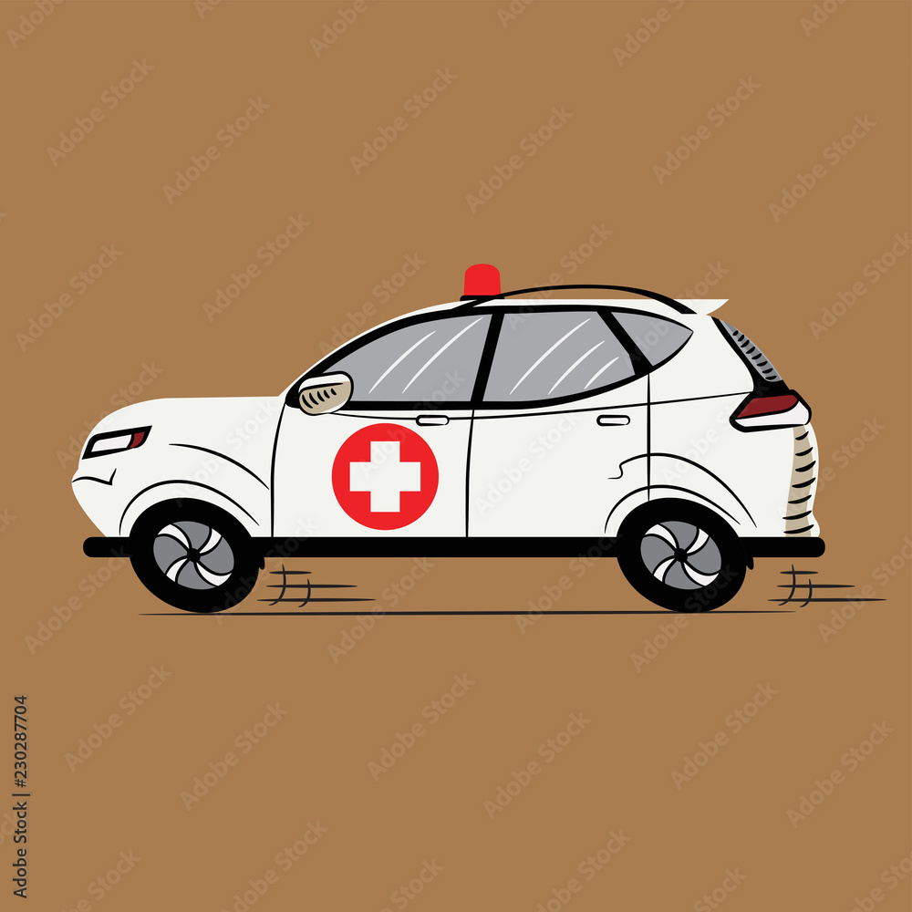 Ambulance. Icon. Sketch. Symbol. Sign. Stock Vector Illustration. Transparent. Isolated. Print