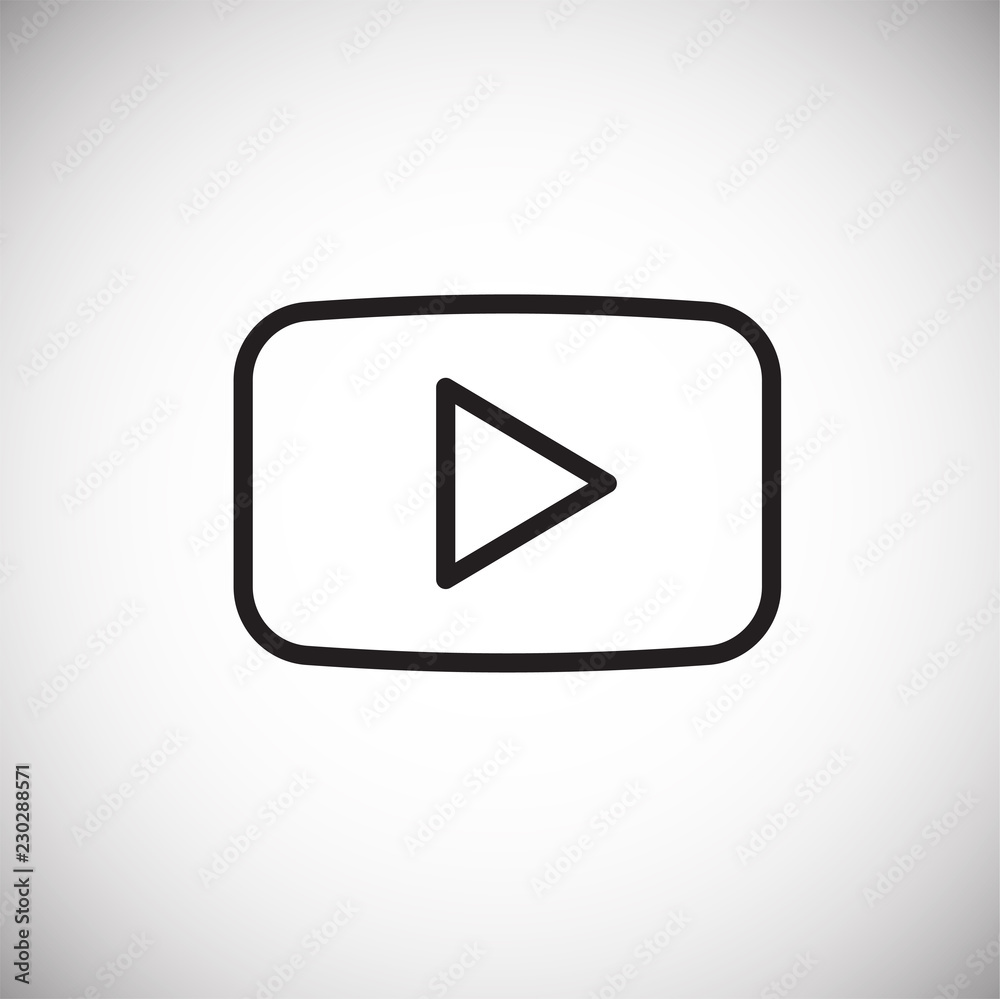 Play button on screen thin line on white background icon Play button on screen thin line on white background icon