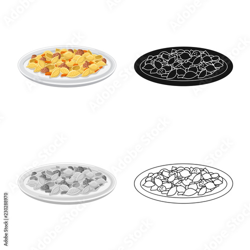Vector illustration of pasta and carbohydrate symbol. Collection of pasta and macaroni vector icon for stock.