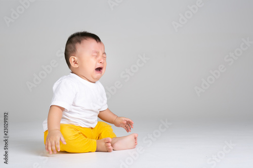 crying baby boy isolated,