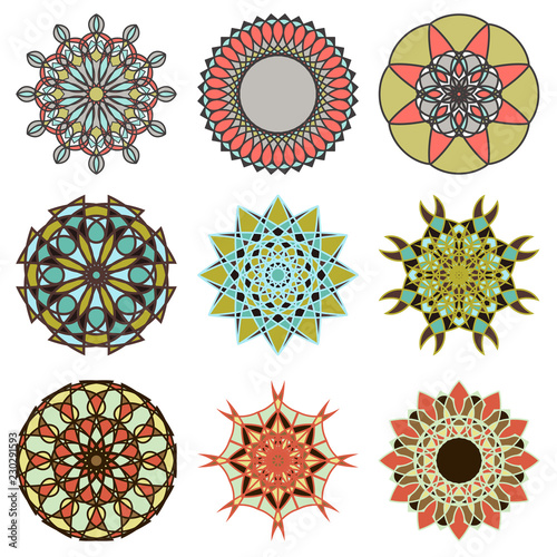 Set of six decorative mandala