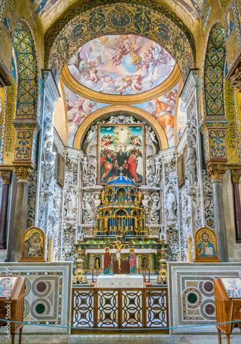 Main altar in The Martorana (Cathedral of Saint Mary of the Admiral) in Palermo. Sicily, Italy.