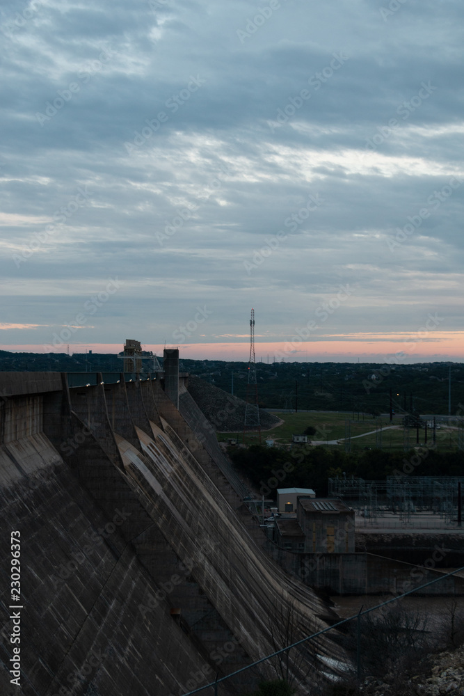 Views of Mansfield Dam at Sunset after the Rain