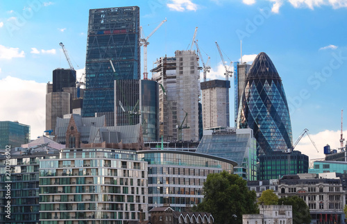 The view of London's city hall and modern skyscrapers . photo