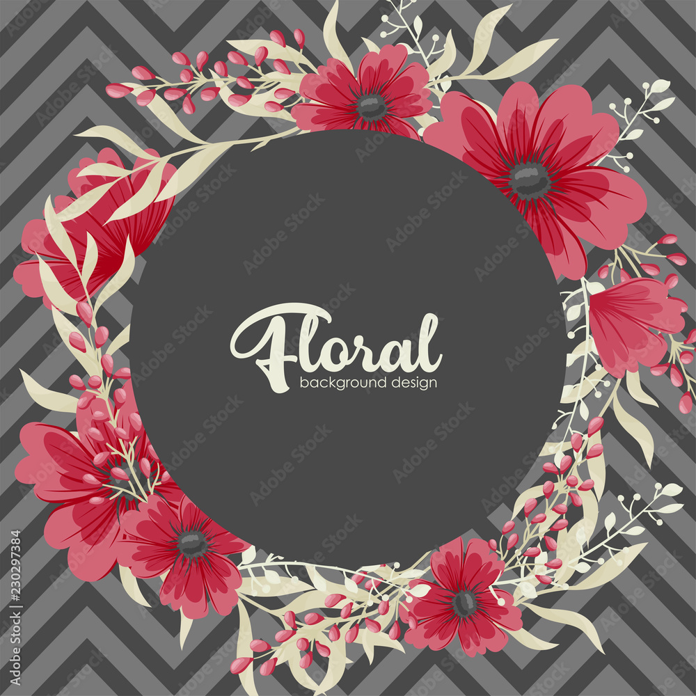 Obraz premium Greeting card with flowers, watercolor. Vector frame