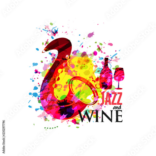 Photography Music and wine colorful background flat vector illustration