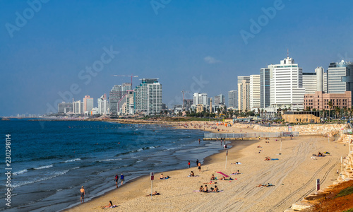 Modern Tel Aviv skyline Israel, beach view from Yafo © sunday_morning
