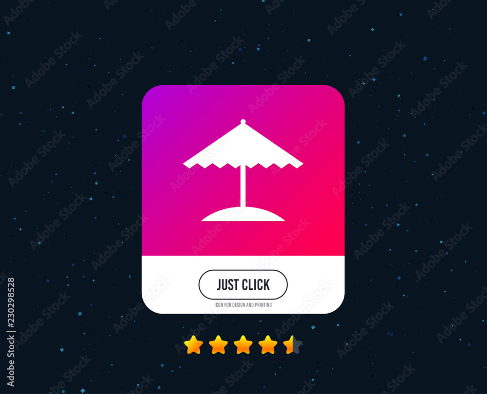Beach umbrella sign icon. Protection from the sun. Web or internet icon design. Rating stars. Just click button. Vector Beach umbrella sign icon. Protection from the sun. Web or internet icon design. Rating stars. Just click button. Vector