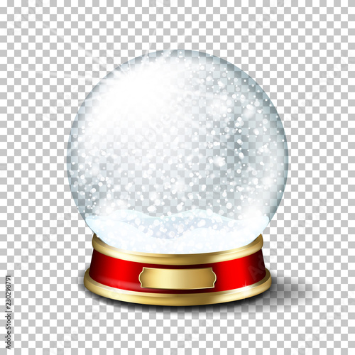 Realistic transparent snowball, isolated.