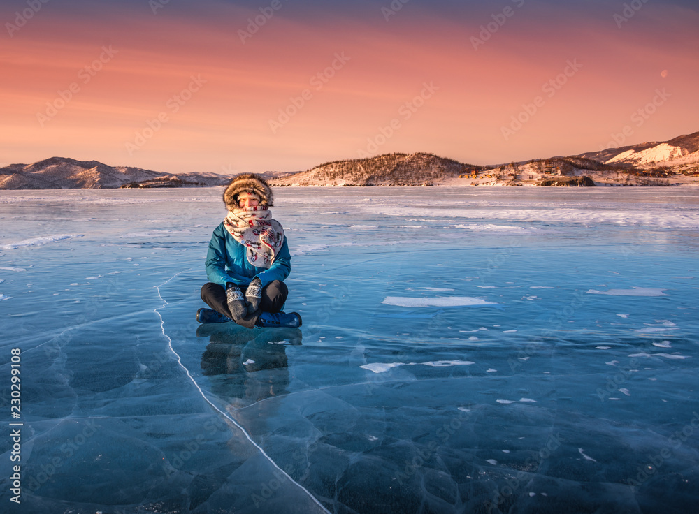 Wondeful ice of Baikal lake - obrazy, fototapety, plakaty 