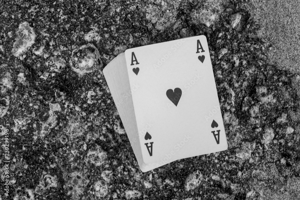 black and white ace of heart poker card deck gamble theme