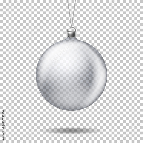 Transparent realistic christmas ball, isolated.