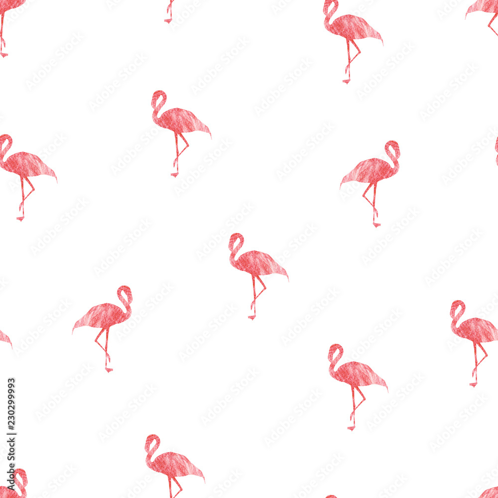 Naklejka premium Bez szwu wzorów z różowym flamingiem