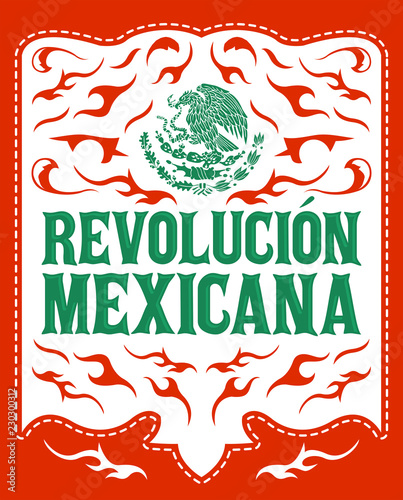 Revolucion Mexicana, mexican revolution spanish text, holiday vector poster