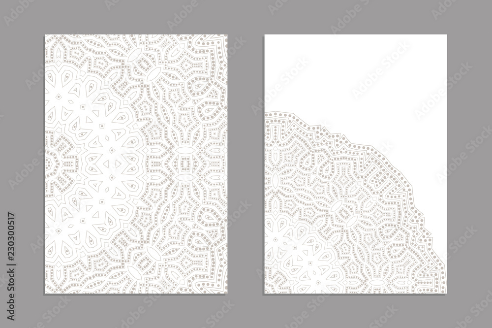 Templates for greeting and business cards, brochures, covers. Oriental lace pattern. Mandala. Wedding invitation, save the date,RSVP. Arabic, Islamic, moroccan, asian, indian, african motifs.
