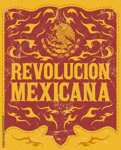 Revolucion Mexicana, mexican revolution spanish text, holiday vector poster