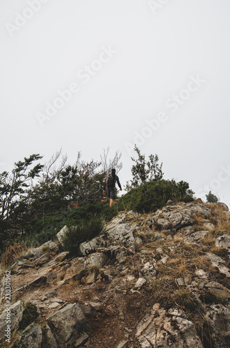 Mountaineer on a mountain called Les Agudes in Spain photo