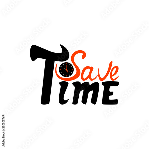 Save time hand lettering. Watch dial vector icon.