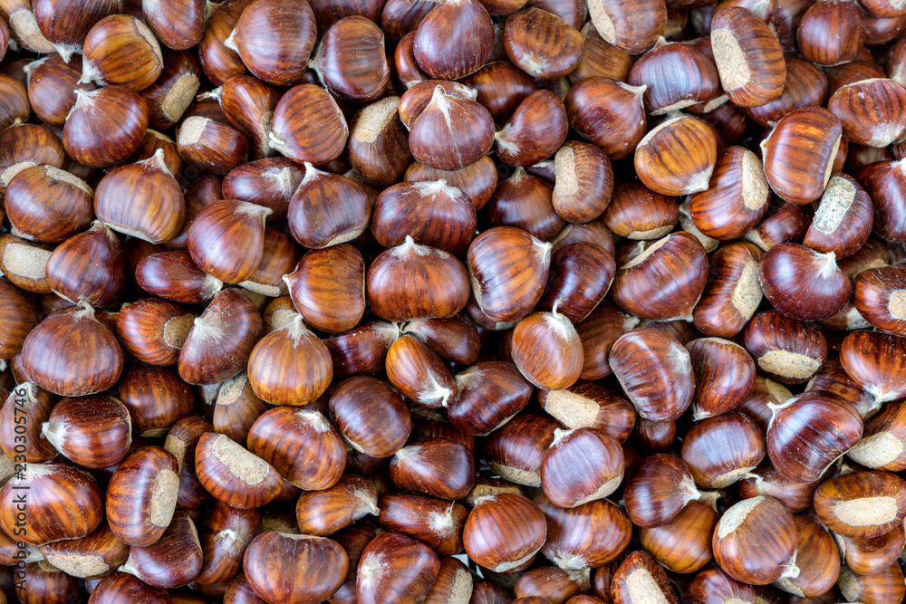 Background with fresh chestnuts Background with fresh chestnuts