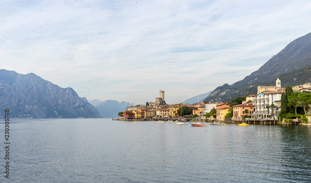 Landscape with Malcesine at Lake Garda in Italy