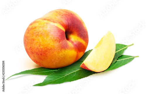 Isolated peach on white background with clipping path. Fresh fruit for your product.