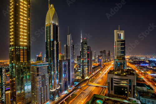 Dubai skyline during sunrise, United Arab Emirates. © Lukas Gojda