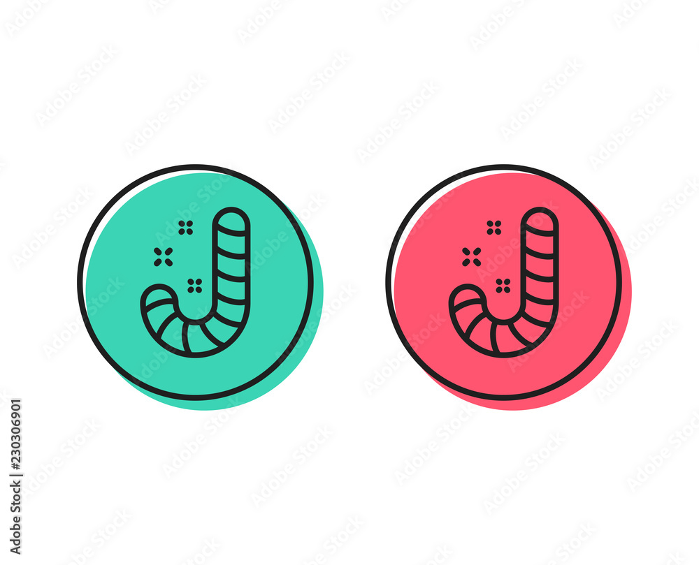 Christmas candy line icon. Cane lollypop sign. Positive and negative circle buttons concept. Good or bad symbols. Candy Vector