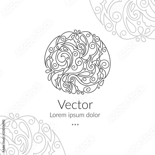 Abstract vector emblem. Elegant, classic elements. Can be used for jewelry, beauty and fashion industry. Great for logo, monogram, invitation, flyer, menu, brochure, background, or any desired idea.