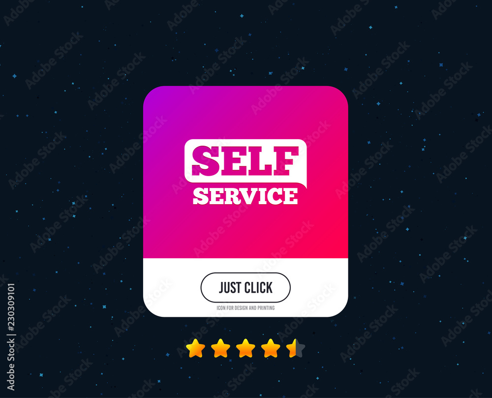 Self service sign icon. Maintenance button. Web or internet icon design. Rating stars. Just click button. Vector Self service sign icon. Maintenance button. Web or internet icon design. Rating stars. Just click button. Vector