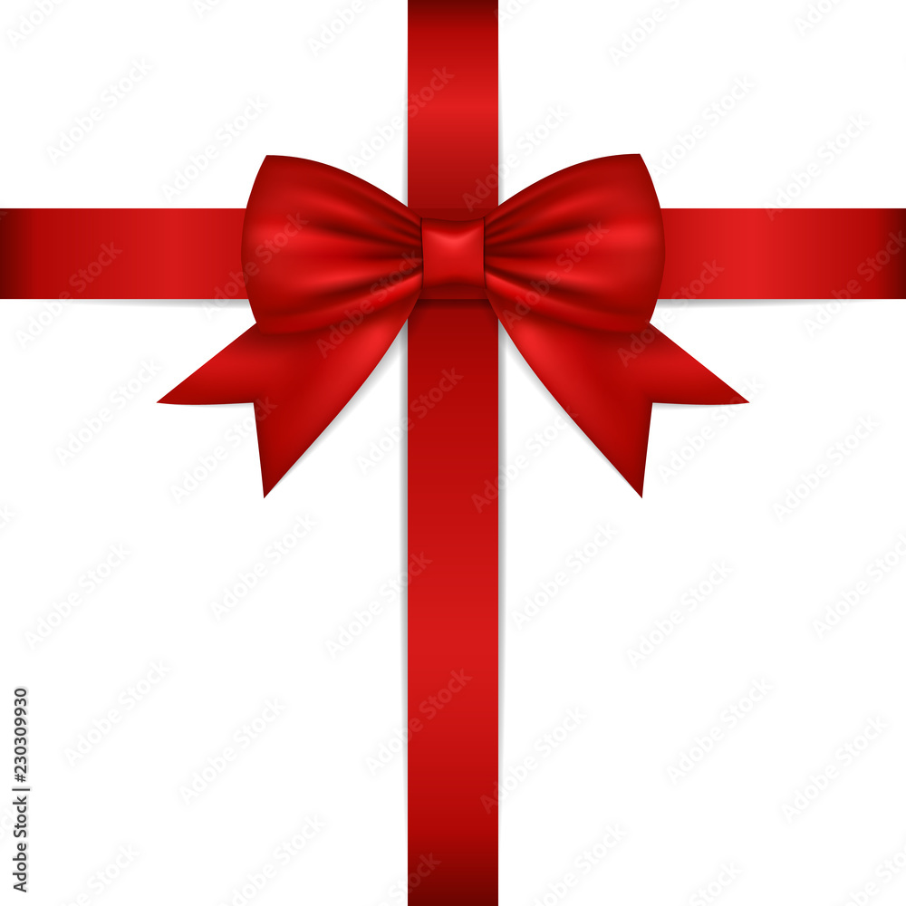 Realistic red bow with ribbon, isolated on white background. Realistic red bow with ribbon, isolated on white background.