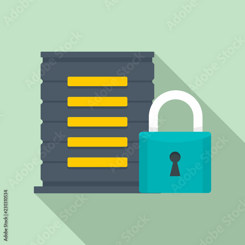 Protected server icon. Flat illustration of protected server vector icon for web design