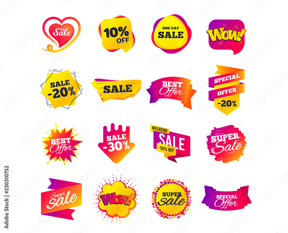 Sale banner templates design. Special offer tags. Cyber monday sale discounts. Black friday shopping icons. Best ultimate offer. Super shopping discount icons. Vector