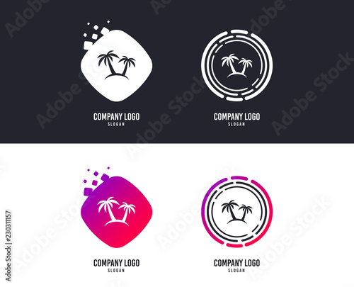 Logotype concept. Palm Tree sign icon. Travel trip symbol. Logo design. Colorful buttons with icons. Vector