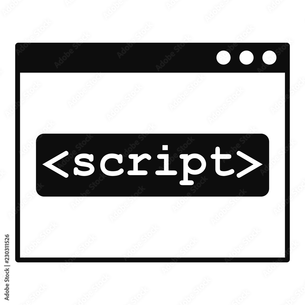 Script window icon. Simple illustration of script window vector icon for web design isolated on white background Script window icon. Simple illustration of script window vector icon for web design isolated on white background