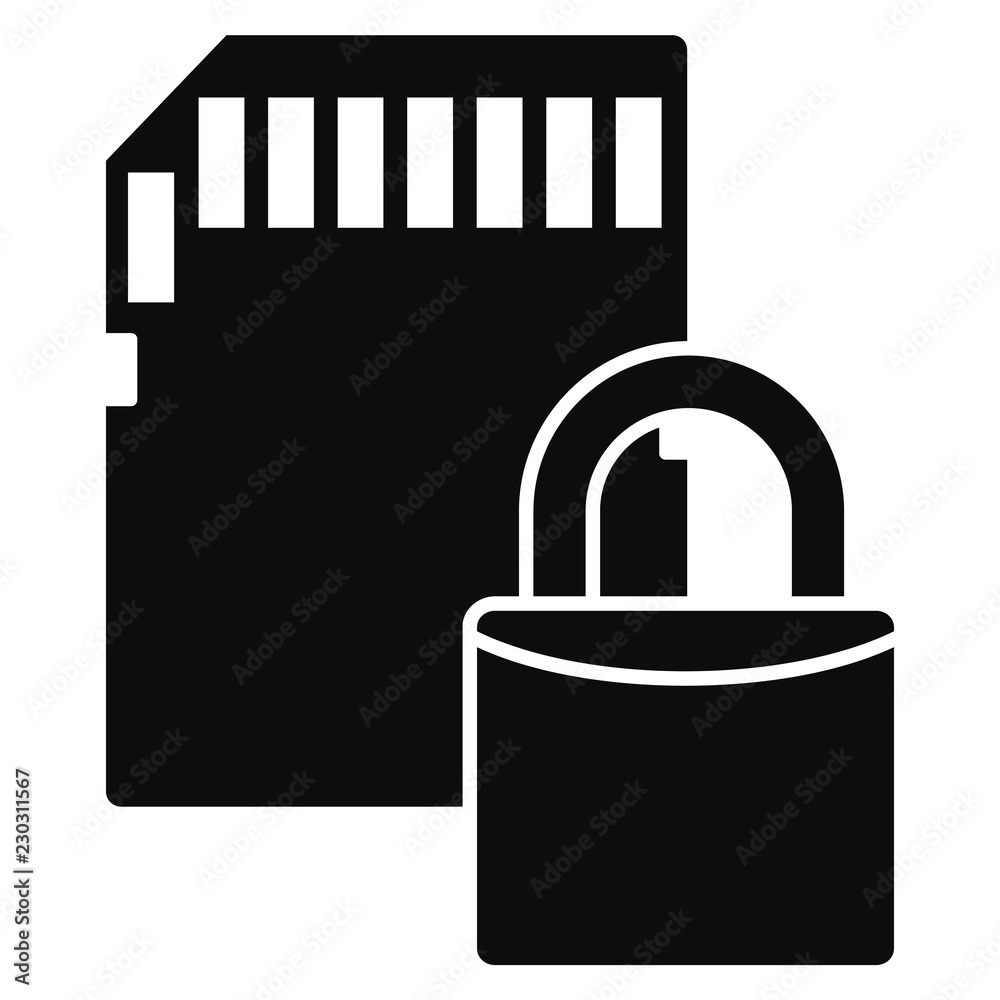 Secured sd card icon. Simple illustration of secured sd card vector icon for web design isolated on white background Secured sd card icon. Simple illustration of secured sd card vector icon for web design isolated on white background