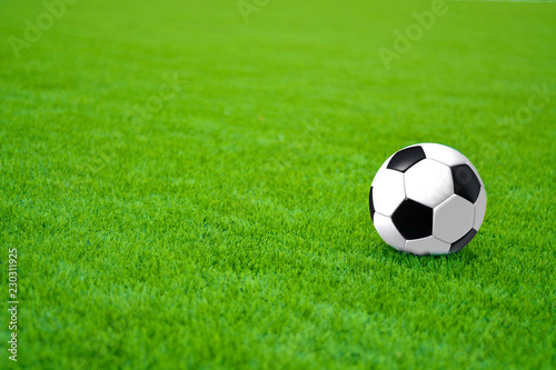 soccer ball on green grass © Баранов Денис