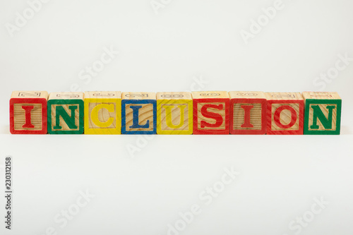 INCLUSION in Alphabet Block Letters