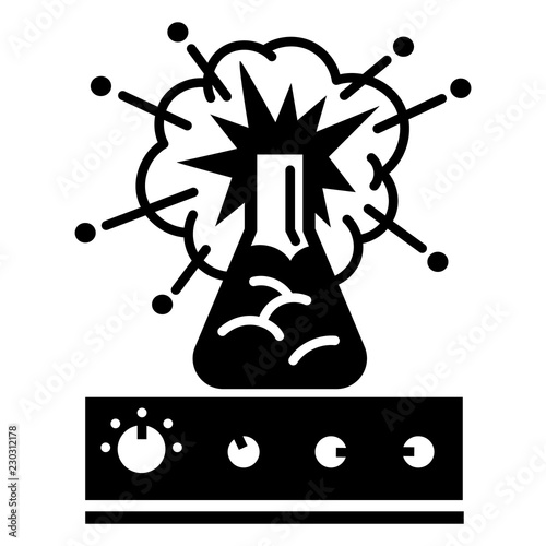 Flask explosion icon. Simple illustration of flask explosion vector icon for web design isolated on white background