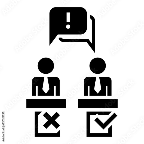 Political debate speech icon. Simple illustration of political debate speech vector icon for web design isolated on white background