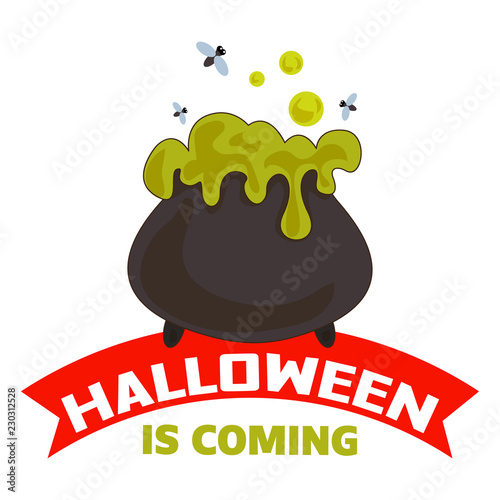Halloween is coming logo. Cartoon of halloween is coming vector logo for web design isolated on white background