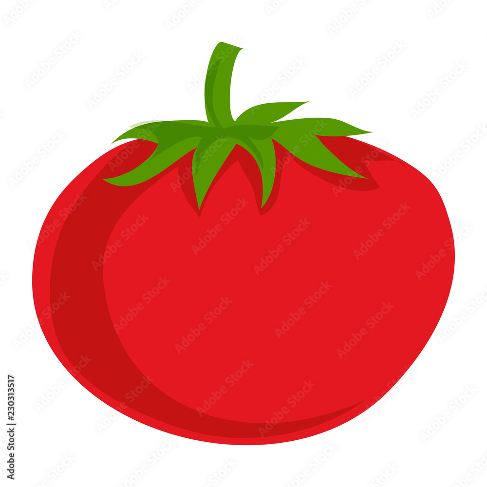 Red eco tomato icon. Cartoon of red eco tomato vector icon for web design isolated on white background Red eco tomato icon. Cartoon of red eco tomato vector icon for web design isolated on white background