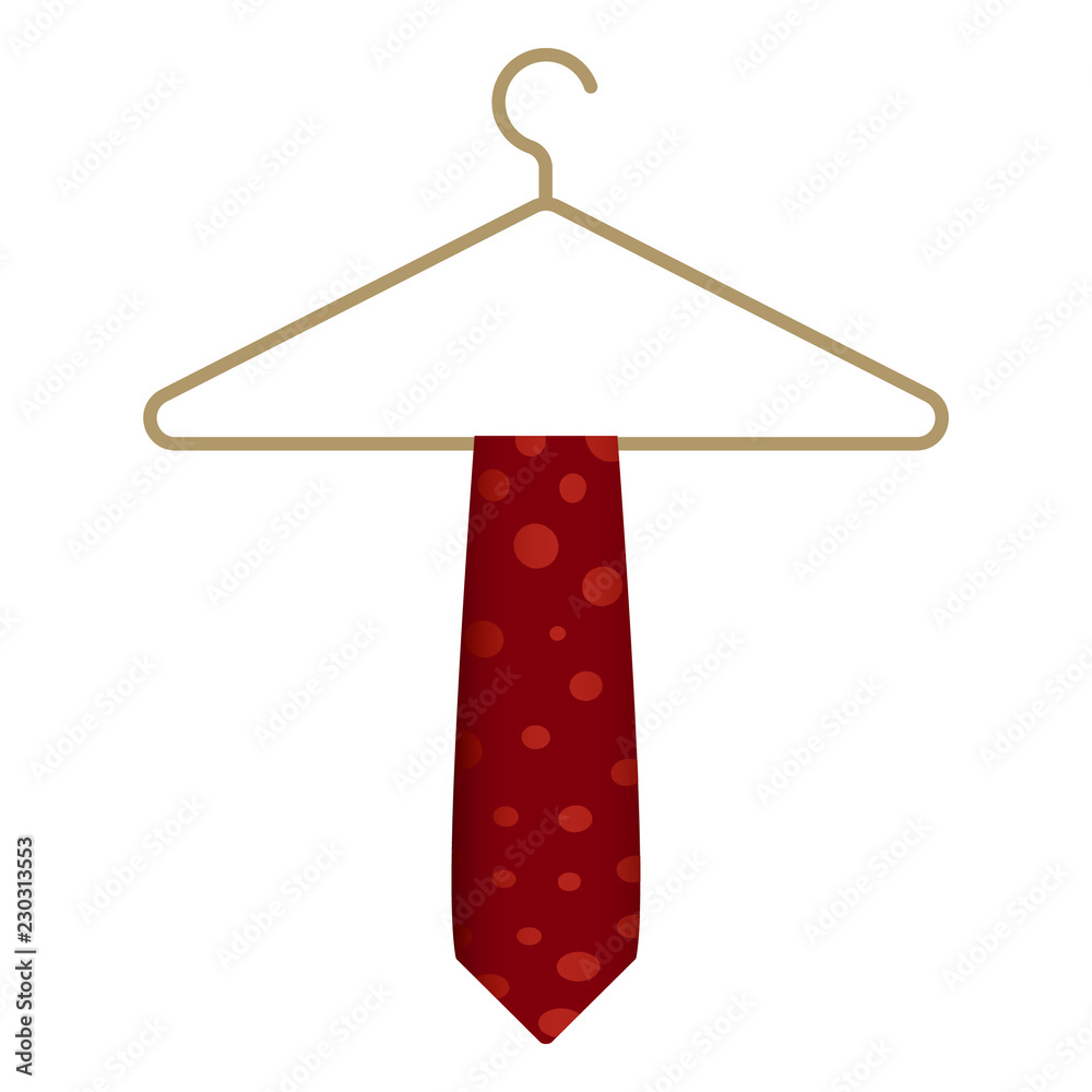 Red tie on hanger icon. Cartoon of red tie on hanger vector icon for web design isolated on white background
