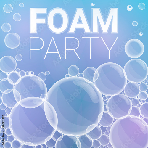Foam party concept background. Cartoon illustration of foam party vector concept background for web design