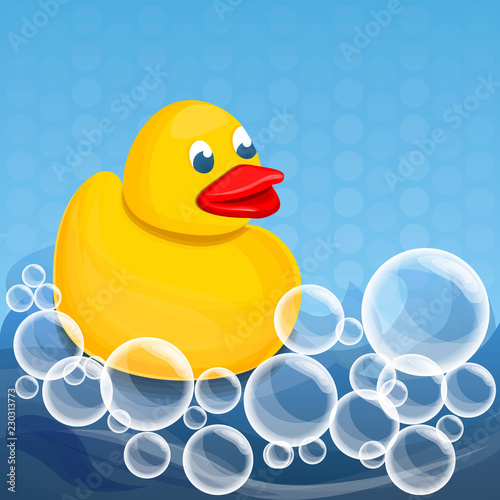 Yellow duck foam soap concept background. Cartoon illustration of yellow duck foam soap vector concept background for web design