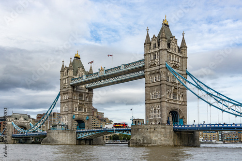 Obraz na płótnie Tower Bridge on Thames river looking in London, England, UK w salonie