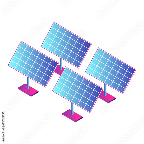 Solar panel plant icon. Isometric of solar panel plant vector icon for web design isolated on white background