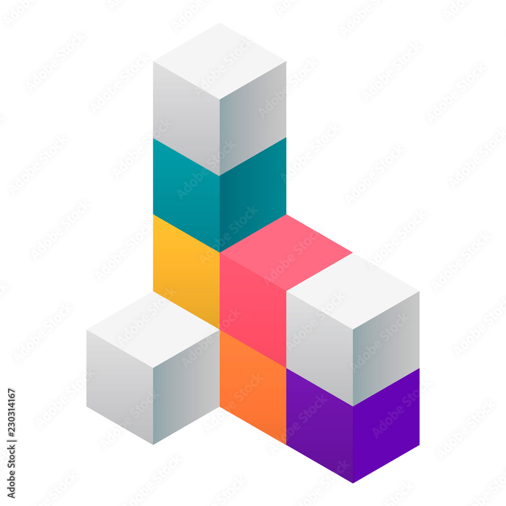 Obraz premium Cube solution construction icon. Isometric of cube solution construction vector icon for web design isolated on white background